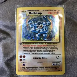 Pokemon Machamp 8/102 Base Set 1st Edition Holo Rare - Image 1