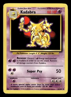 Kadabra 32/102 Uncommon Base Set Pokemon Card - 6 - Image 1