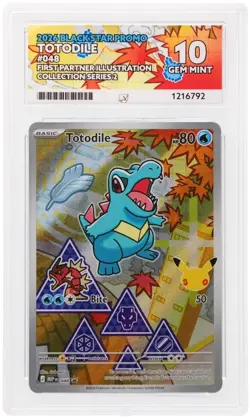 ACE 10 PERFECT Totodile 048 FIRST PARTNER POKEMON ILLUSTRATION Promo 2nd Gen PSA - Image 1