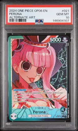 PSA 10 2024 ONE PIECE OP06 WINGS OF THE CAPTAIN 021 PERONA ALTERNATE ART - Image 1