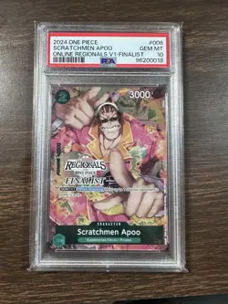 Scratchmen Apoo 2024 One Piece Online Regionals Vol.1 FINALIST #008 PSA 10 - Image 1