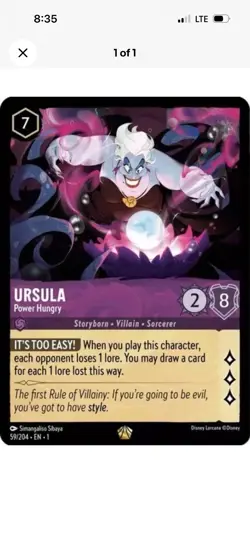 Ursula Power Hungry 59/204 Non-Foil The First Chapter Legendary Disney Lorcana - Image 1