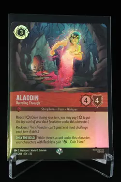 Aladdin Barreling Through Disney Lorcana Storyborn Hero Whisper Foil - Image 1