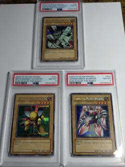 Yugioh Magnet Warrior Set DOR-001/2/3 PSA 8 NM-MT Secret Rare - Image 1