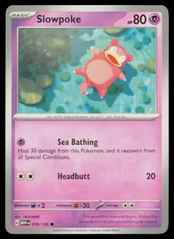 SLOWPOKE 079/165 151 POKEMON CARD NEAR MINT - Image 1