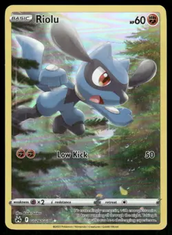 Pokemon Cards Riolu GG26/GG70 Crown Zenith Galarian Gallery Holo DMG *CREASE* - Image 1