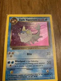 Pokemon TCG Dark Vaporeon Holo Rare Card Legendary Collection Moderately Played - Image 2
