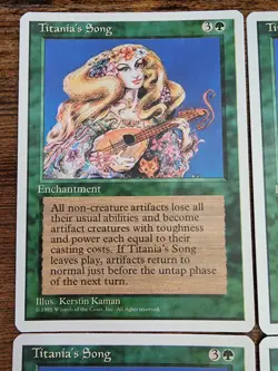 4x MTG Titania's Song ⭐NM+/Mint Vintage⭐ 4th Fourth Edition⭐ 1995 Magic x4 - Image 3