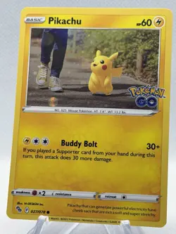 Pikachu 027/078 Pokemon Go Stamped Holo Card NEAR MINT/MINT - Image 1