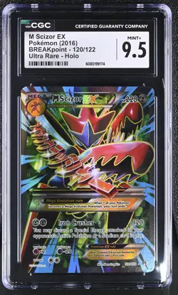 CGC 9.5 MINT+ M Scizor EX 2016 BREAKpoint 120/122 Ultra Rare Holo Pokemon Card - Image 1