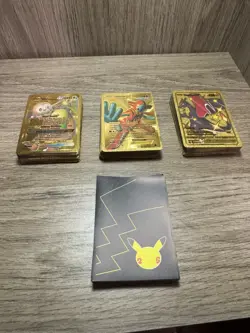 Pokemon Gold NOVELTY Collectible Cards 150 Cards + 30 Sleeves - Image 1