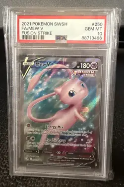 Mew V 250/264 PSA 10 Fusion Strike Pokemon Card Game - Image 1