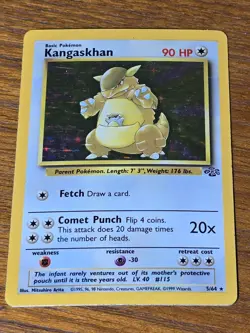 Pokemon TCG Kangaskhan 5/64 Jungle Unlimited Holo Foil Rare Vintage Card - Image 1