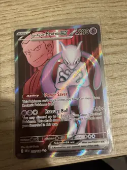 Pokemon TCG Destined Rivals Team Rockets Mewtwo EX Card 213/182 Full Art - Image 1