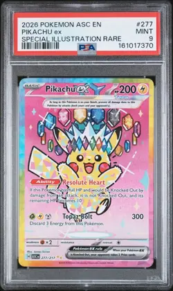 2026 Pokemon Ascended Heroes Pikachu ex Special Illustration Rare #277/217 PSA 9 - Image 1