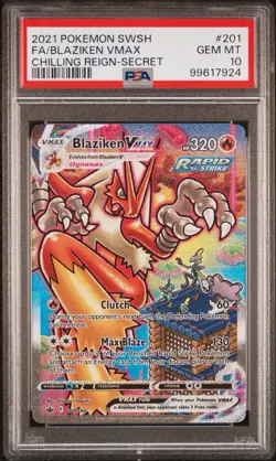 Pokemon TCG Blaziken VMAX 201/198 Secret Rare Alt Art Holo Chilling Reign PSA 10 - Image 1