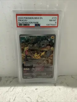 Pokemon 2023 Mew En-151 Pikachu Illustration Rare PSA 8 NM-MT - Image 1