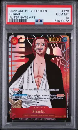 2022 ONE PIECE OP01-ROMANCE DAWN ALTERNATE ART #120 SHANKS PSA 10 - Image 1