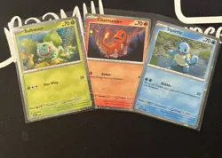 Pokemon 151 Poster Collection Box Promo 3 Card Set Bulbasaur Charmander Squirtle - Image 1