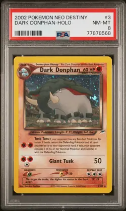 Pokemon DARK DONPHAN Card NEO DESTINY Set 3/105 Holo PSA 8 - Image 1