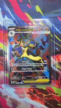 Pokemon TCG Mega Evolution Full Art Holo Card Mega Lucario EX 160/132 - Image 1