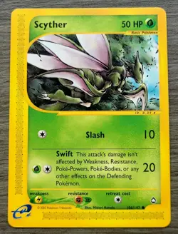Pokemon TCG Scyther TCG EX Aquapolis 106/147 Regular Common Non Holo - NM - Image 1