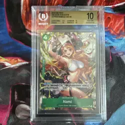 One Piece Nami OP14-031 Alt Art SR The Azure Sea’s Seven English BGS 10 Pristine - Image 1