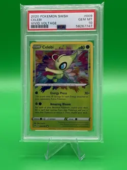 2020 POKEMON SWORD & SHIELD VIVID VOLTAGE #009 CELEBI AMAZING RARE PSA 10 - Image 1