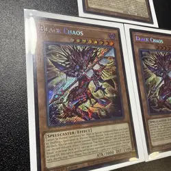Yu-Gi-Oh Playset 3x Black Chaos CORI-EN001 Secret Rare NM 1st Edition - Image 2