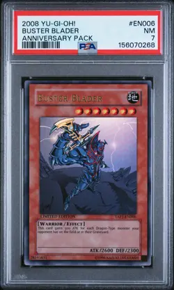 2008 YU-GI-OH! ANNIVERSARY PACK #EN006 BUSTER BLADER PSA 7 - Image 1