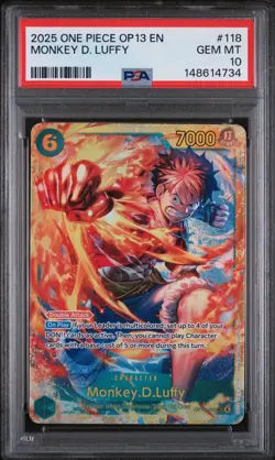 2025 ONE PIECE OP13 CARRYING ON HIS WILL 118 OP13-118 MONKEY D. LUFFY PSA 10 - Image 1