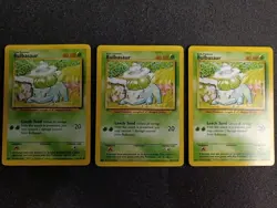 x3 Bulbasaur Base Set 44/102 Regular Unlimited Common Pokemon TCG - Image 1