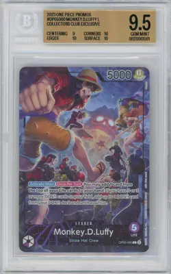 BGS 9.5 One Piece Monkey.D.Luffy Leader Collectors Club Exclusive Promo OP05-060 - Image 1