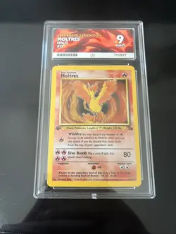 1999 Fossil 1st Edition 12 Moltres Holo ACE 9 Graded Pokemon Cards - Image 2
