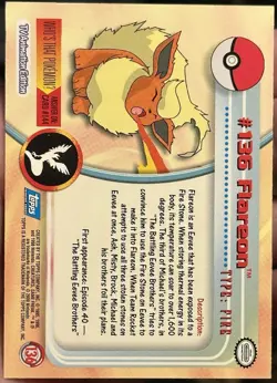 FLAREON #136 - NON-HOLO - BLUE LOGO - SERIES 3 - TOPPS Pokemon CARD - NM - Image 2