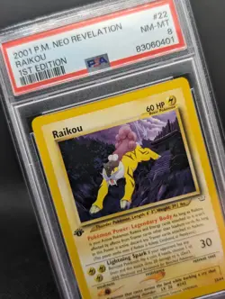 Pokemon TCG - Raikou 22/64 Neo Revelation Regular 1st Edition Rare - PSA 8 NM/M - Image 1
