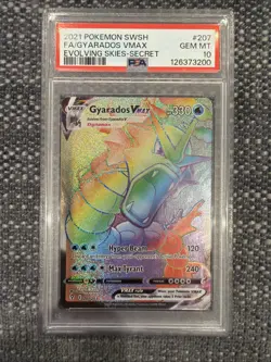 2021 Pokemon Evolving Skies Gyarados VMAX Secret Rare PSA 10 Rainbow PSA 10 - Image 1