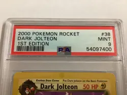 Pokemon Team Rocket 1st Edition DARK JOLTEON PSA 9 (7400) Graded Power - Image 3