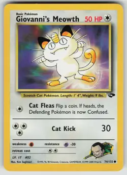 Giovanni's Meowth 74/132 Common Gym Challenge Pokemon Unlimited Near Mint - Image 1