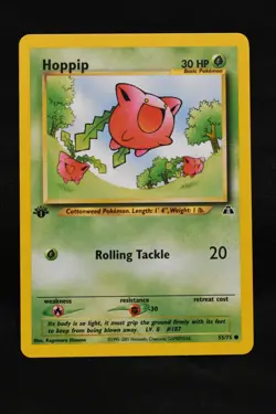 Hoppip 1st Edition 55/75 NM Neo Discovery Regular Common Pokemon TCG Card - Image 1