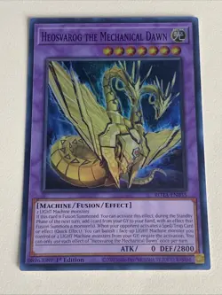 Yugioh Heosvarog the Mechanical Dawn 1st Edition Super Rare LP - Free Holo Card - Image 1