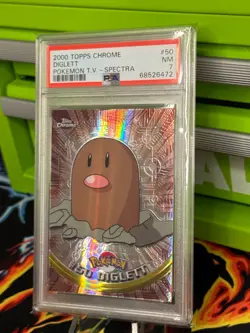 2000 Topps Chrome Pokemon T.V. Animation Edition 1- # 50 DIGLETT SPECTRA PSA 7 - Image 1