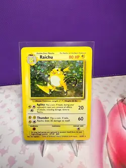 Raichu 14/102 Base Set Unlimited WOTC Holo Rare Pokemon Card MP/LP Vintage TCG - Image 1