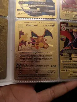 Pokemon Charizard Gold Foil Fan Art Textured Card 1999 04/102 HP120 - Image 1