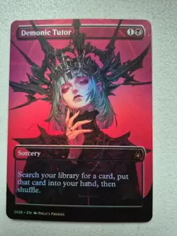 Demonic Tutor FOIL PROXY Card (FOIL ERROR) with Custom Fantasy Art Anime Design - Image 1