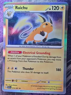 Raichu 019/091 Rare Paldean Fates Pokemon Holo Near Mint - Image 1