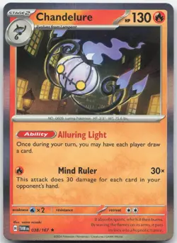 Chandelure 038/167 Rare Twilight Masquerade Pokemon Holo Near Mint - Image 1