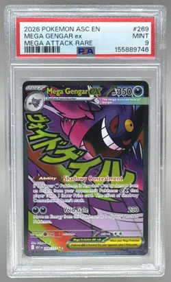 155889746 Mega Gengar ex 2026 Pokemon Ascended Heroes #269/217 Attack Rare PSA 9 - Image 1