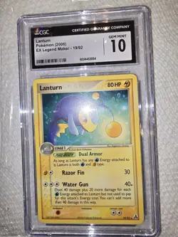 (POP 26) CGC 10 GEM MINT Pokemon EX Legend Maker Rare Lanturn 19/92 Graded Card - Image 1