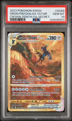 POKEMON SWORD & SHIELD CROWN ZENITH FULL ART/ORIGIN FORME DIALGA VSTAR PSA 10 - Image 1